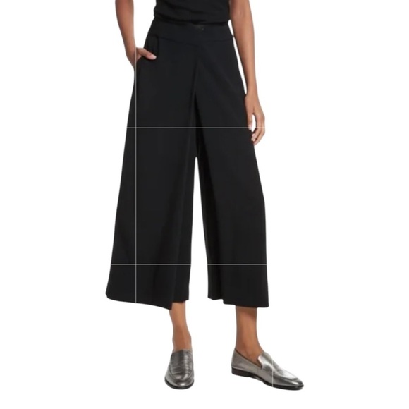 rag & bone Pants - Rag & Bone Black Cropped Wide Leg Rowe Pants Size 12 USA Made Kulot Lagenlook